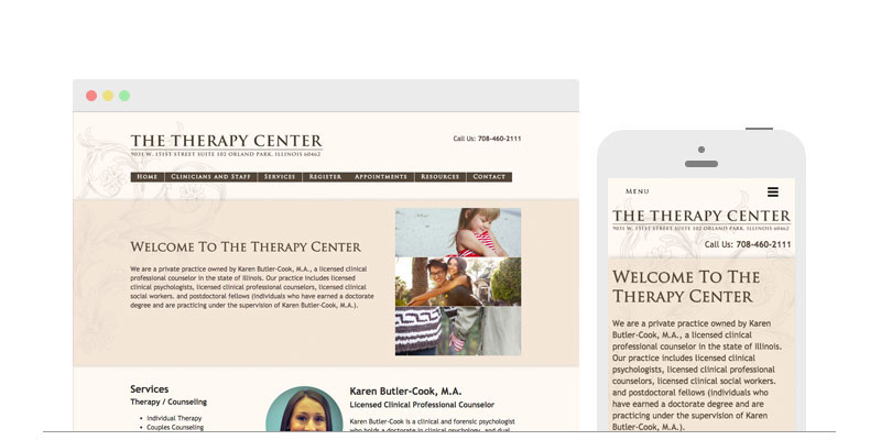 The Therapy Center mobile and desktop website